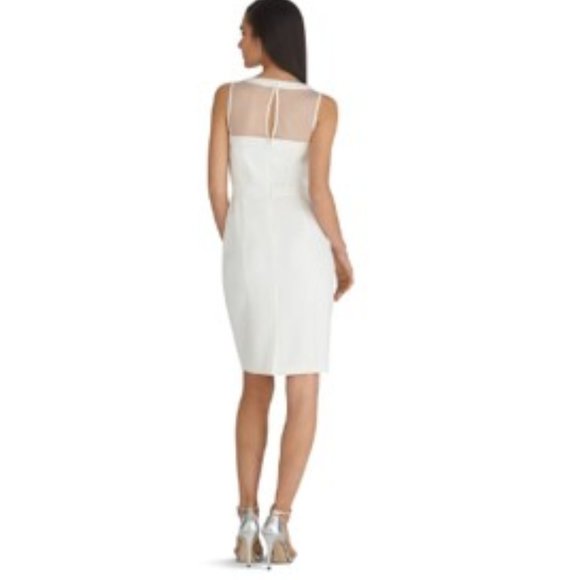 White House Black Market Sleeveless Mesh Iconic White Sheath Dress Size 4 - Picture 4 of 14